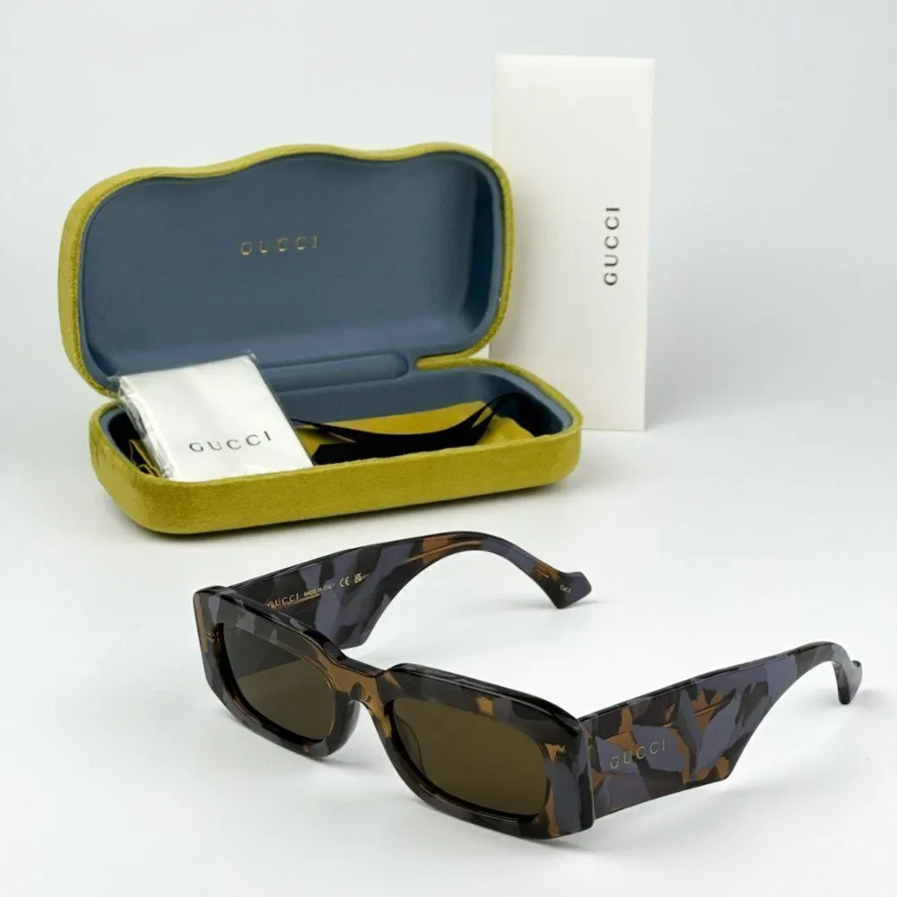 SALE! NEW Gucci GG1426S 003 Spotted Lilac Brown Unisex Rectangle Sunglasses